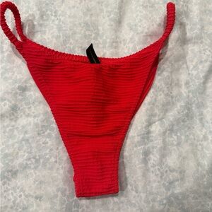 Vibrant Red Ribbed Bikini Bottom